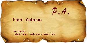 Paor Ambrus névjegykártya